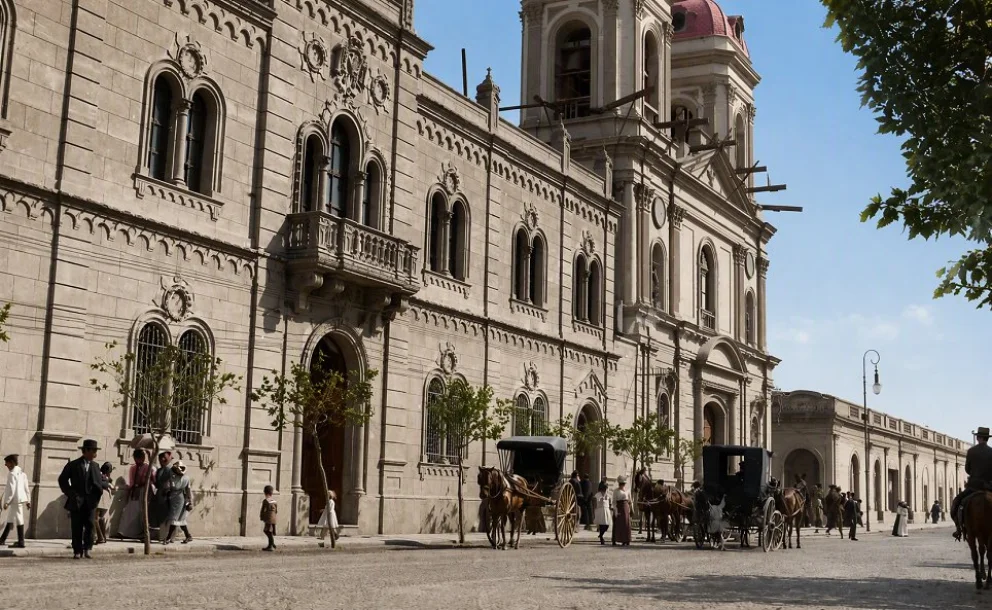 Imagen restaurada del centro de San Juan en 1900.