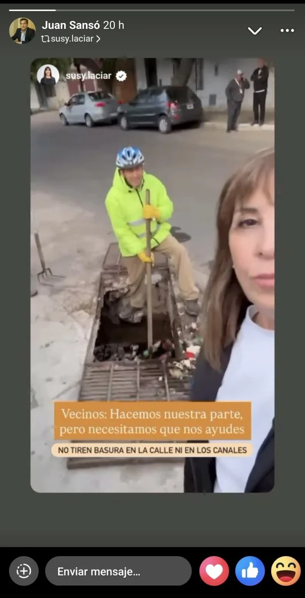 Captura de la historia subida por la misma intendente y compartida por un militante.